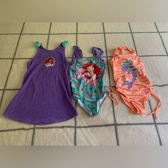 Disney Swim Girls Bathing Suits And Cover Up Size 5 6 Poshmark